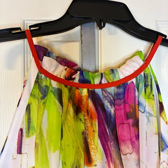 Be by Chetta B Maxi Halter Abstract Multicolor Chiffon Dress US 18 Lined Gown - Picture 4 of 10